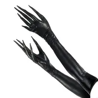 76HE NEW Luxurious Enamel Leather Long Gloves for Women Witch Gloves for Masquerades Party and Special Occasion Dressingup