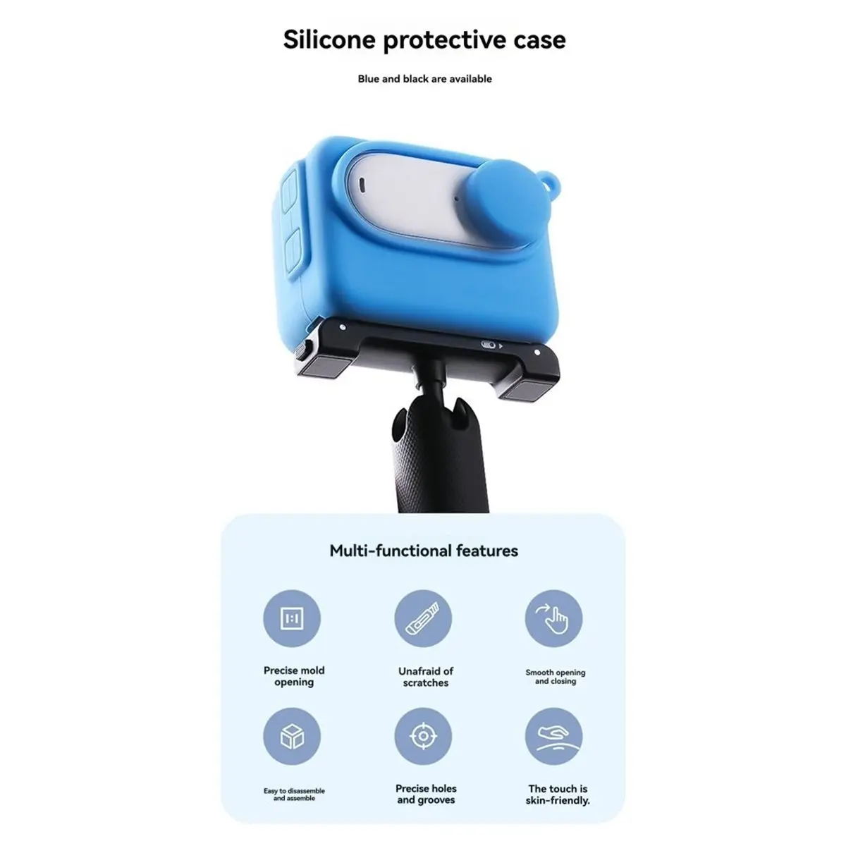 غطاء حماية لجراب السيليكون GO3/GO3S لكاميرا الإبهام GO3 ملحق حماية باللون الأزرق