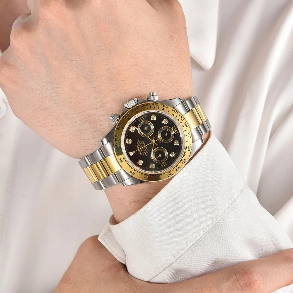 39mm men's watch VK63 movement quartz chronograph sapphire glass stainless steel strap luxurious business men's custom watch