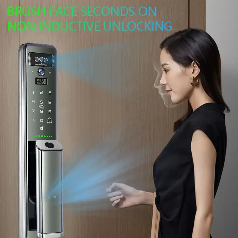 Automatic fingerprint password electronic lock active identification security intercom lock household face intelligent lock