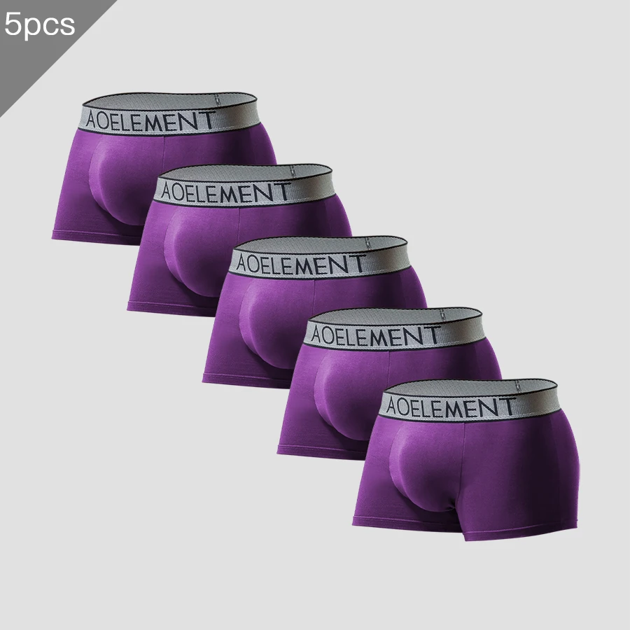 

5PCS Men's underwear with U-shaped protruding bullet separation for the spermatic vein, flat-angle waistband, and curved pocket