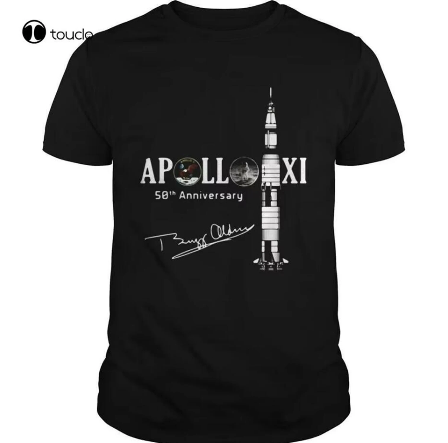 Apollo 11 50Th Anniversary With Apollo Astronaut Buzz Aldrin Signature Men T Shirt Fashion O-Neck Homme Create T Shirt Unisex