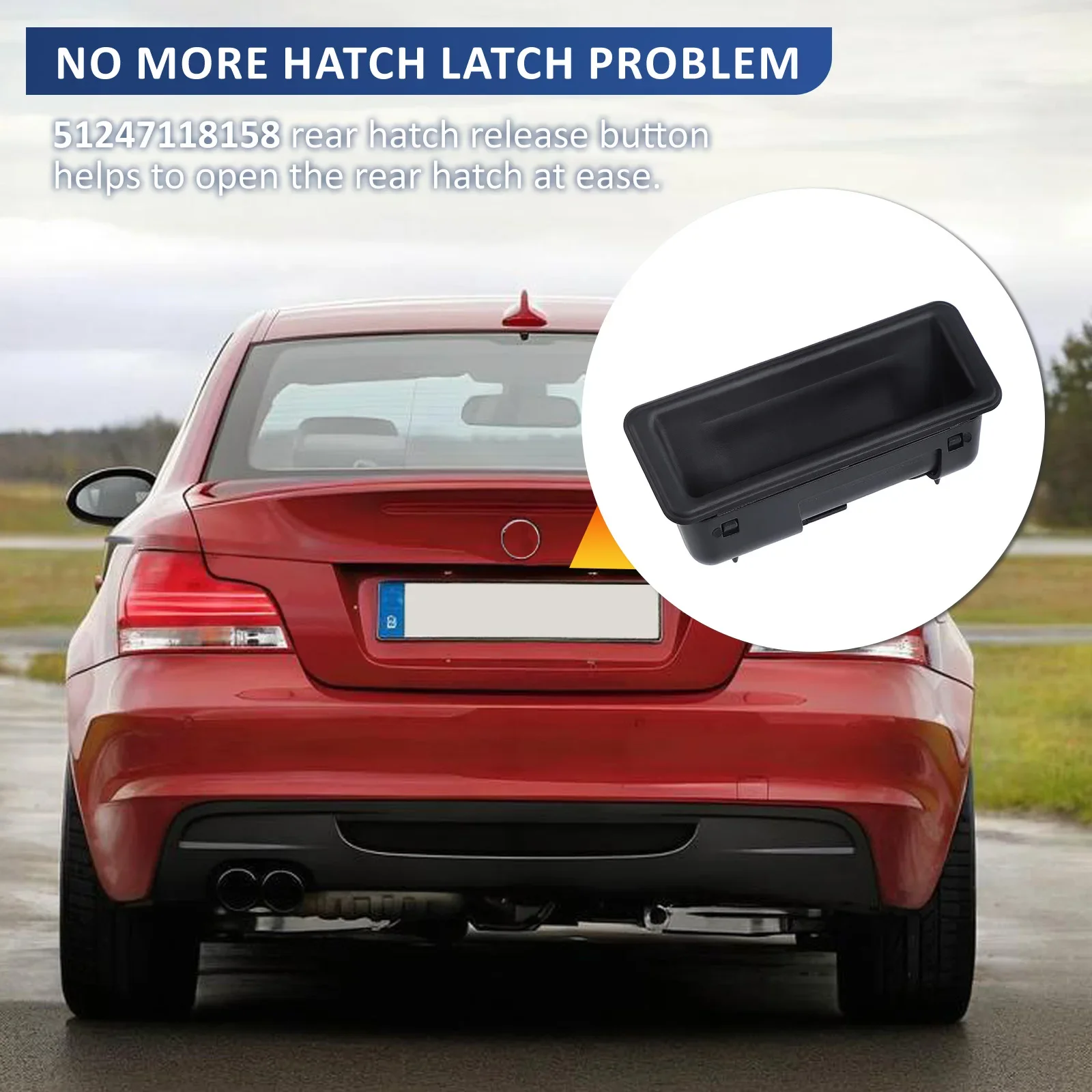 7118158 51247118158 สีดำ ที่จับล็อคฝากระโปรงท้ายแบบกด สำหรับ BMW ซีรีส์ 3 E92 2005-2013 สำหรับ BMW ซีรีส์ 3 E93 2006-2013