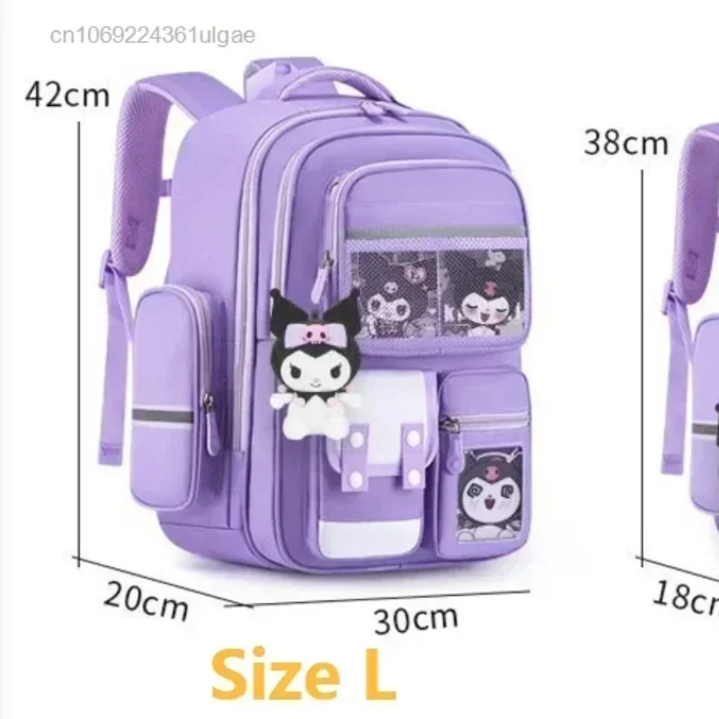 Sanrio Kuromi Luxe meisjes studentenrugzak Schoudertas met grote capaciteit Lichtgewicht mode Leuke ultralichte kinderrugzak