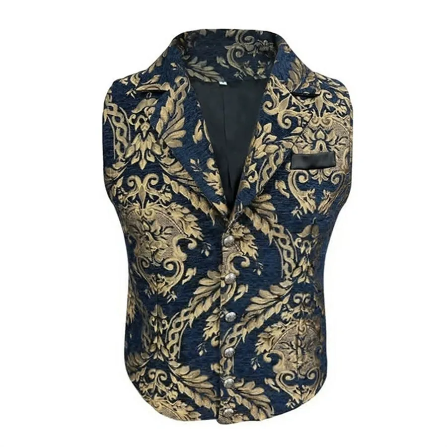 

2026 Новый мужской роскошный жаккардовый костюм, жилеты в стиле ретро, мужское свадебное платье, смокинг, жилет, куртка без рукавов, облегающий жилет с лацканами для вечеринки