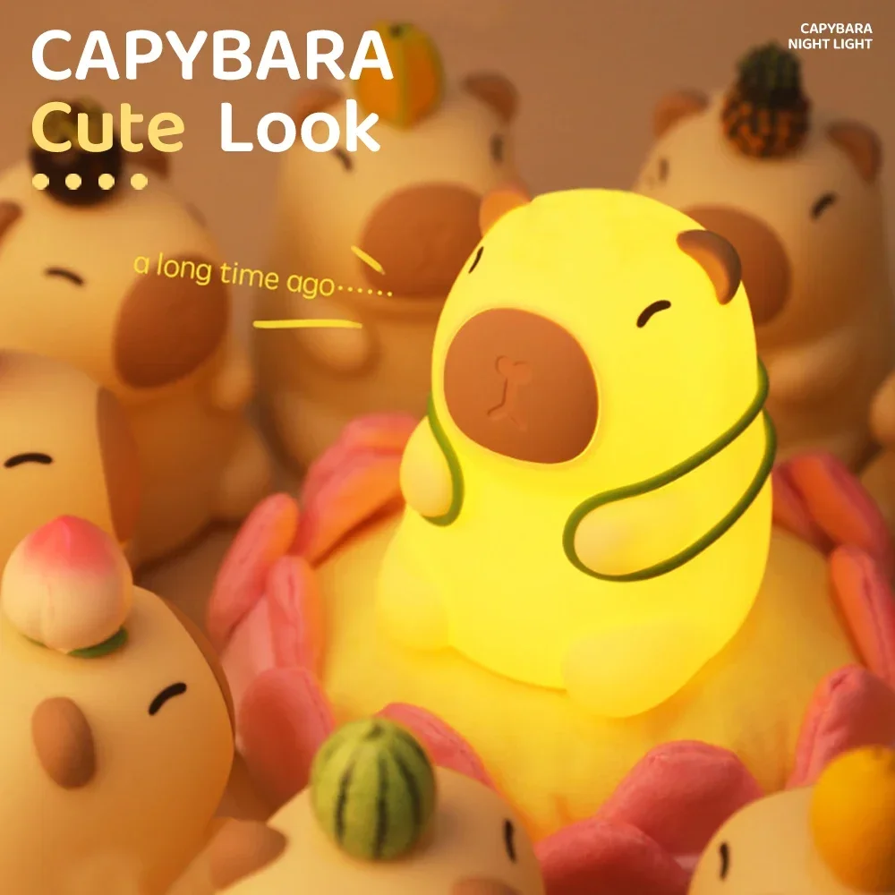 Capybara Silicone Night Light Rechargeable Lamp Adjustable Brightness Timing Rechargeable Sleep Cute Animal Night Lamp Kids Room