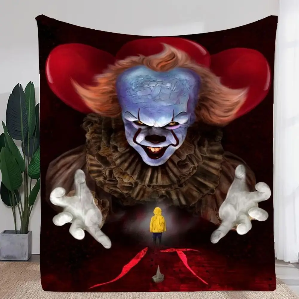 Creepy Clown Horror Blanket - Monstrous Blue Skin and Orange Hair Clown Design, Soft Cozy Throw for Chilling Nights - Perfect fo