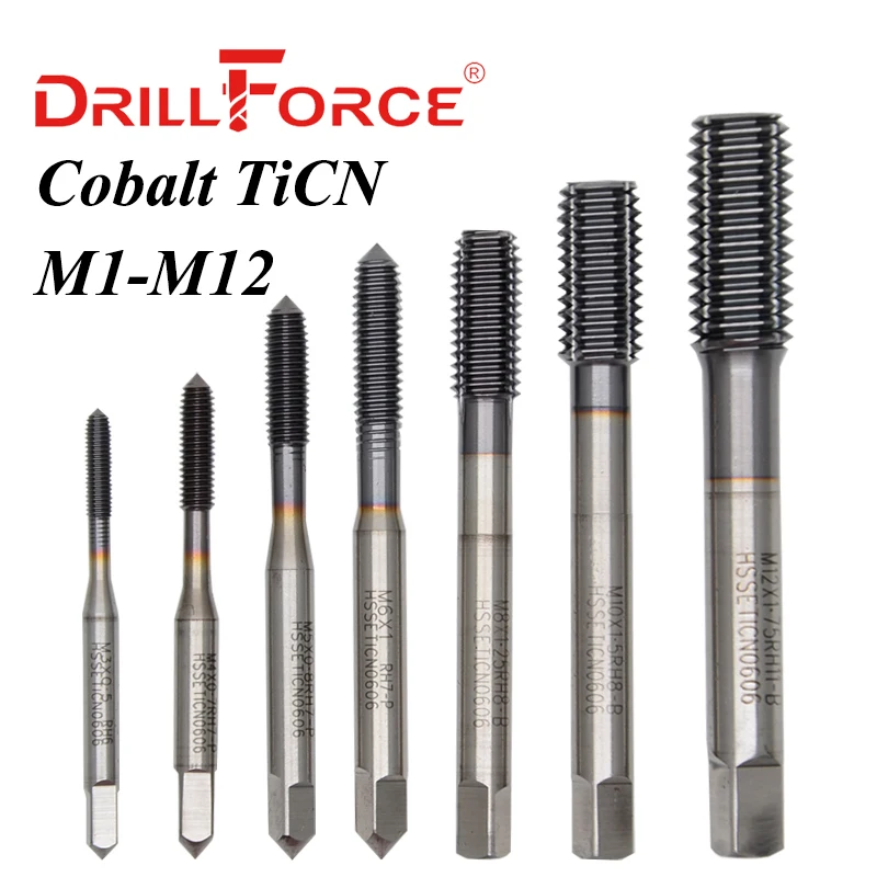 Drillforce kobaltowy gwintownik wiertła formujące flet metryczny M1-M12 obrabiarki powlekane TICN do stali nierdzewnej