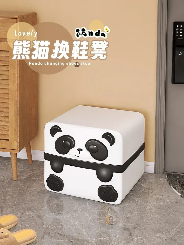 Cartoon panda shoe changing stool living room home sofa small stool creative cute children's pedal animal stool ornaments