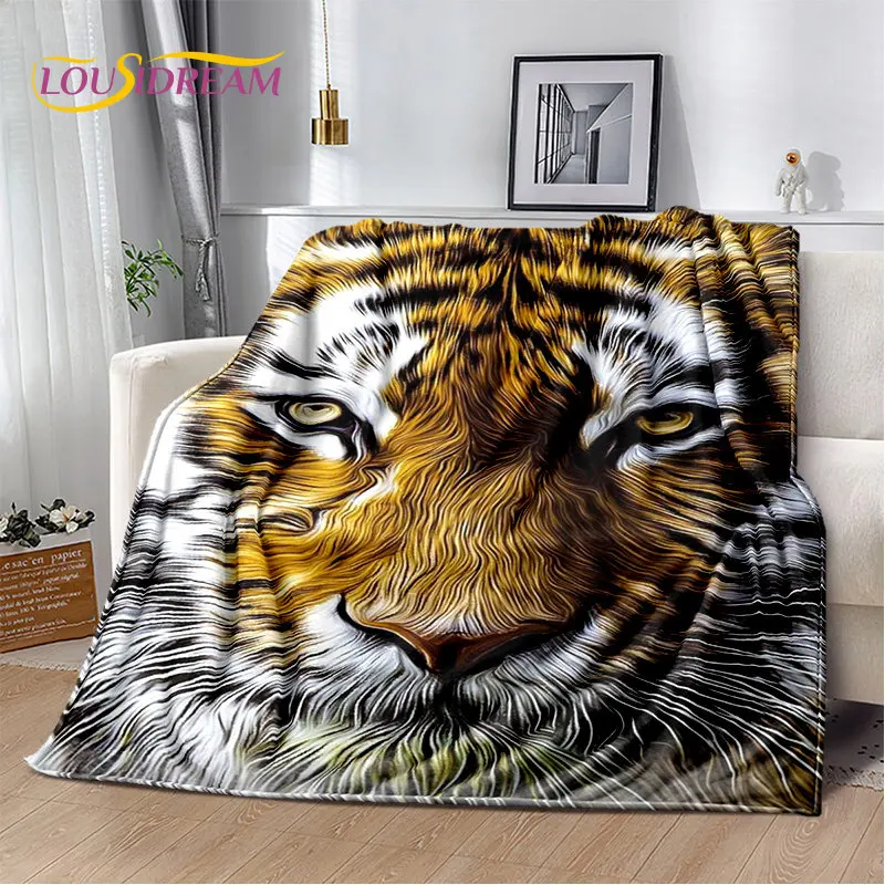 Couverture en peluche douce de dessin animé de tigre de bête, couverture de lutin, salon, chambre à coucher, lit, canapé, pique-nique