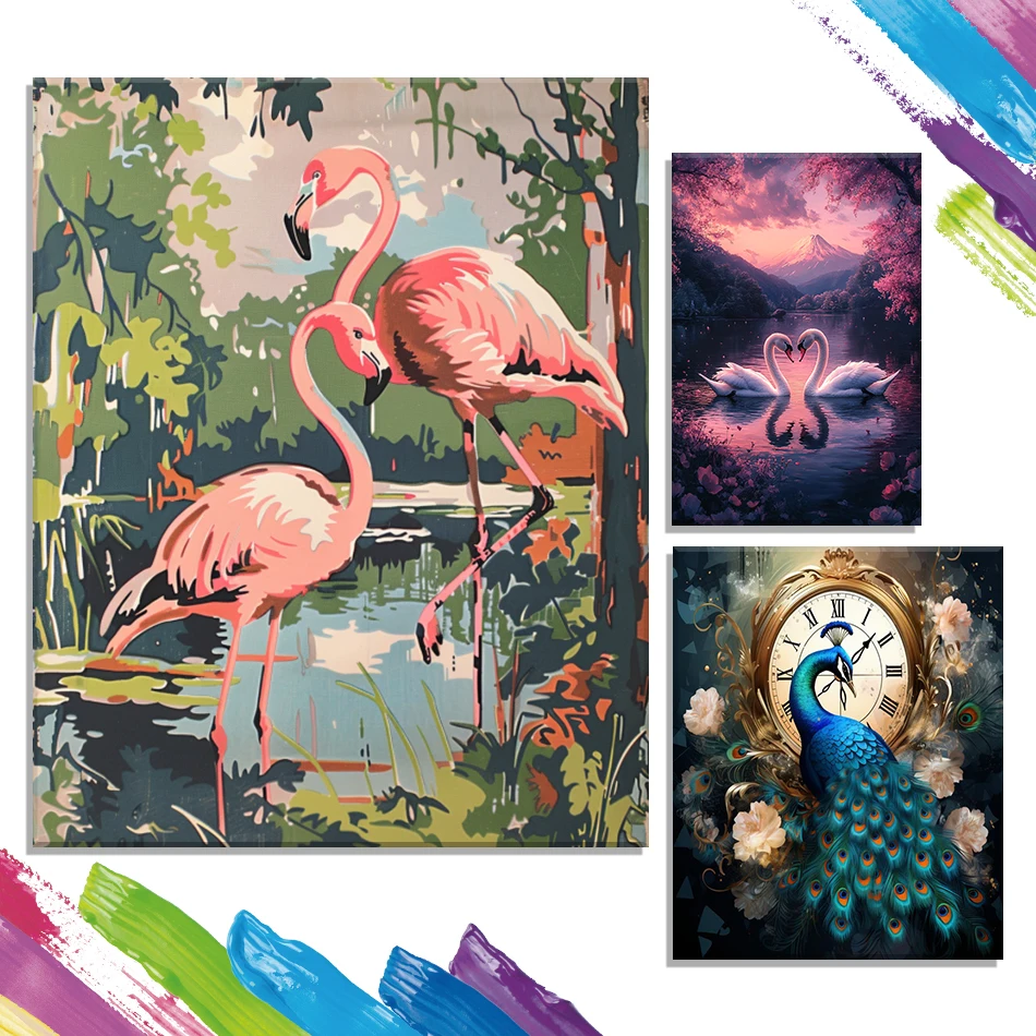 

GATYZTORY Oil Painting By Numbers birds Animals Markers By Numbers Watercolor Canvas Paint Pictures By Numbers Home Decor Items