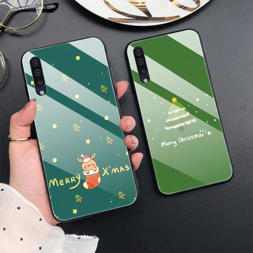 Merry Christmas Phone Case for SAMSUNG Galaxy A54 A14 A53 A23 A13 A52 A32 A22 A21 5G A03S A02 A03 Elk Tempered Glass Cover