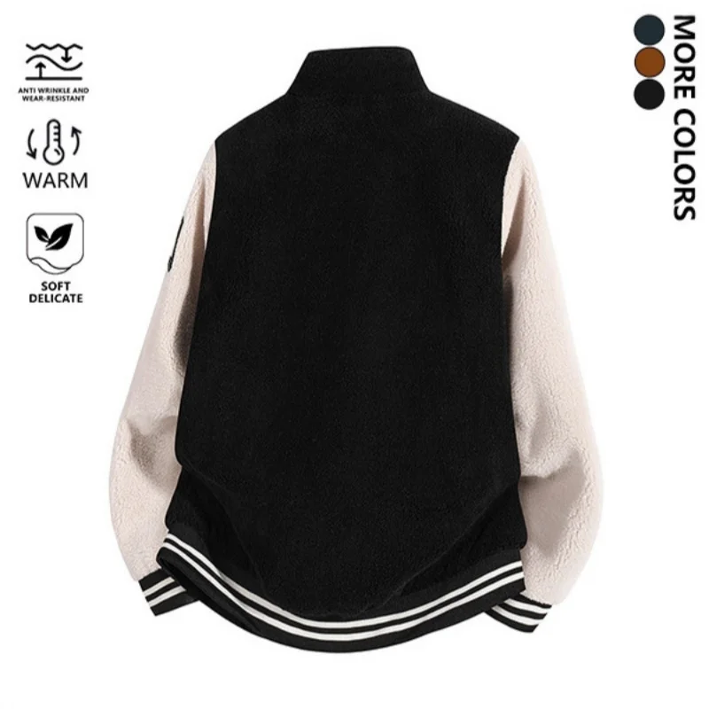 سترة صوف للرجال بياقة بيسبول، تصميم جديد عصري متعدد الاستخدامات لخريف وشتاء #4