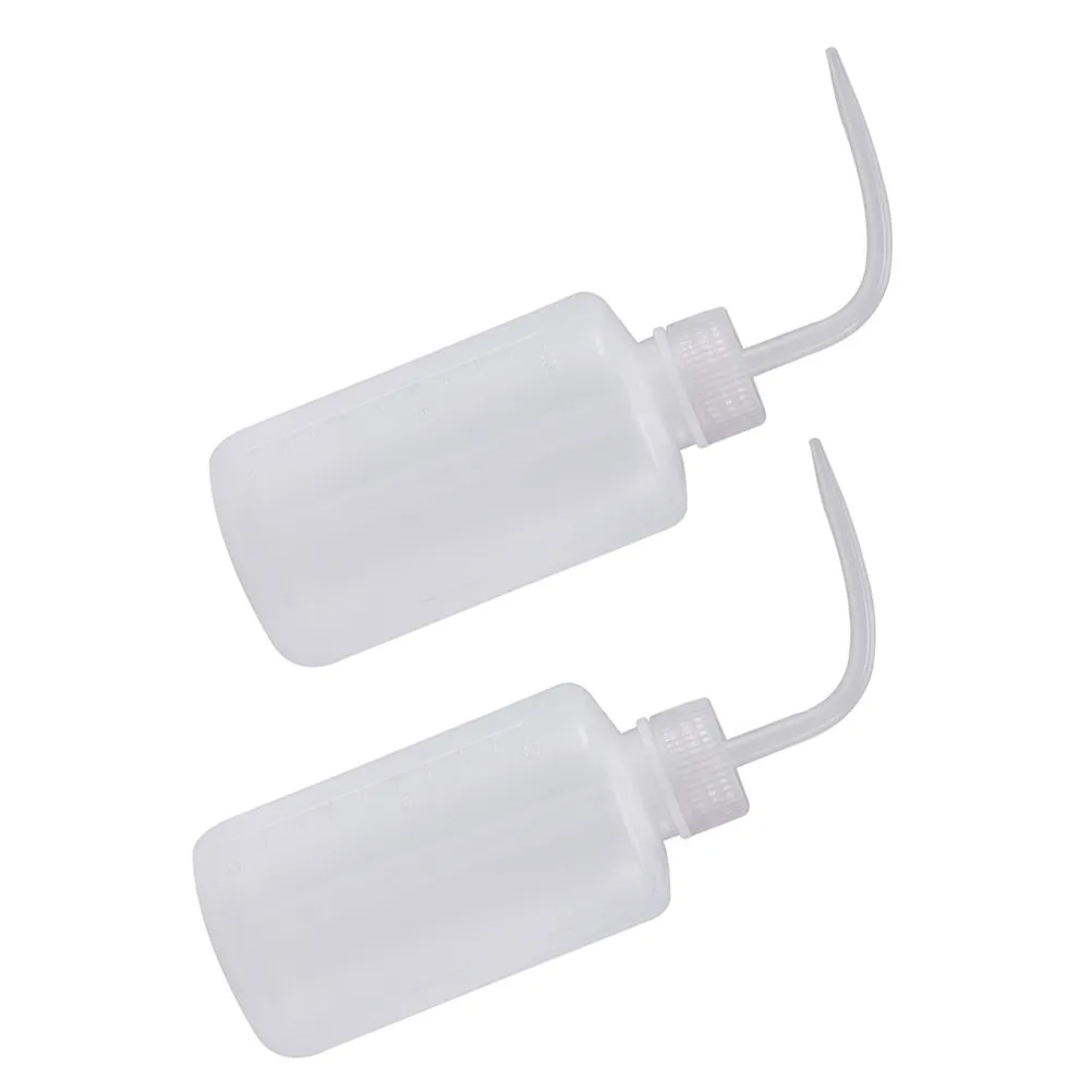 2Pcs White Curved Neck Squeeze Bottle Angled Nozzle Leakproof Precision Liquid Dispensing Plant Watering Cleaning Bottle