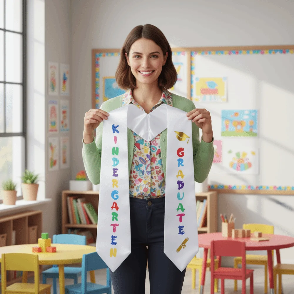 Double Layer Graduation Etiquette Shoulder Strap Tear-resistant Letter Design Satin Shawl Belt Smooth Decorative