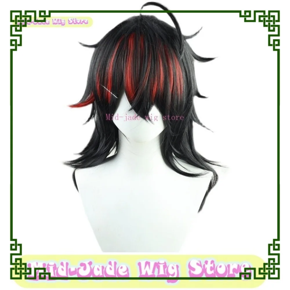 Peluca de jade medio Nigi Sangi EN Vox Akuma, peluca de Cosplay, juego de Anime, Cosplay negro, antirizado, accesorio de disfraz de Halloween, pelo sintético