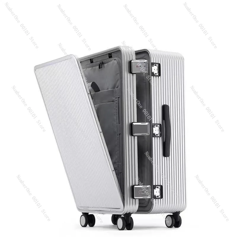 Premium Extra Thick Aluminum Luggage Suitcase 20 Inch Side Opening Carry On 24 26 Inch Front Open Travel Trolley Case Aluminum