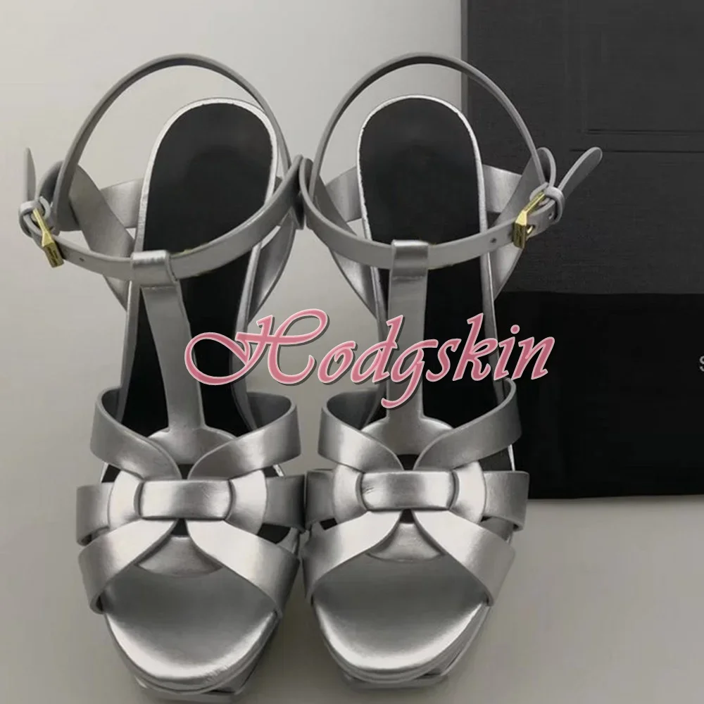 Straps Knot Platform Sandals Ankle Buckles Stiletto Heels Solid T Strap Sandals Open Toe Hollow Women Designer Shoes Summer Part