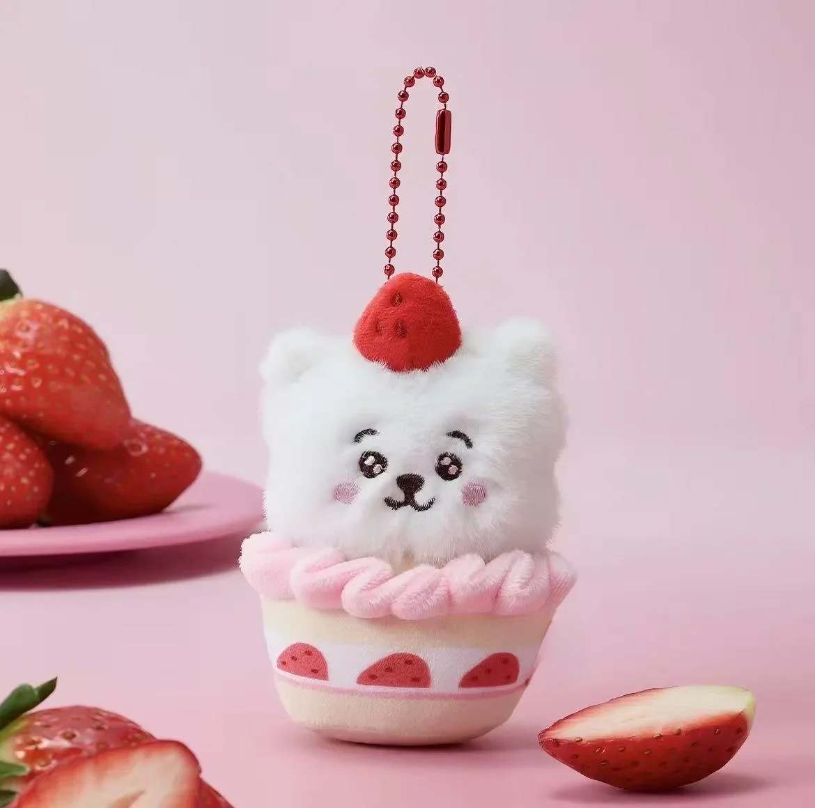  BT21 Strawberry Cake Animal Plush Keychain Cute Dessert‑Style Bag Pendant Kawaii Collectible Decor Fan Birthday Chrismas Gifts view 5