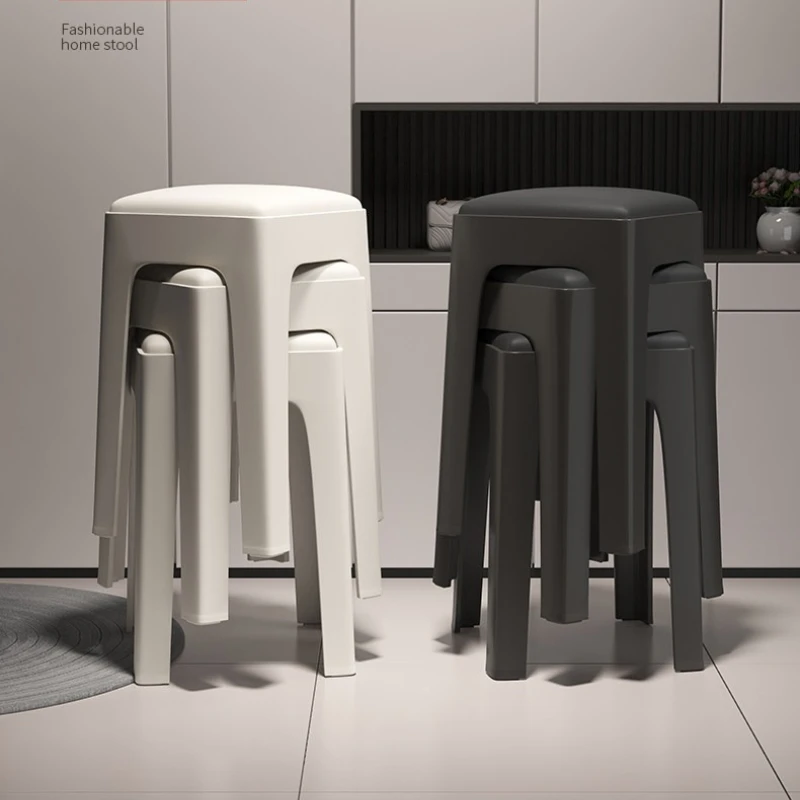 

Stable Stool Plastic Thickened Stackable Soft Bag Square Stool Living Room Dining Table High Bench Dining Room Chair