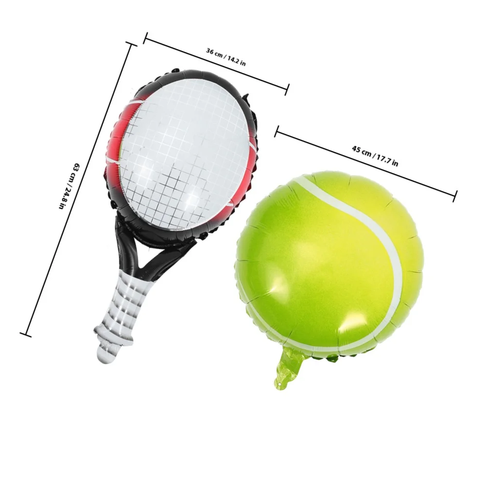 1Set Tennis Balloons Foil Racket Ball Hanging Party Decorations Tennis Birthday Supplies Aluminum Balloons