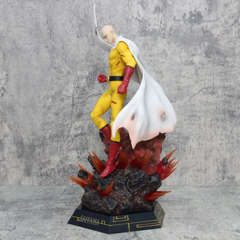 45cm um soco homem saitama manto careca homem anime figura figuras modelos gk estátua modelos meninos ornamento colecionável boneca brinquedos presentes