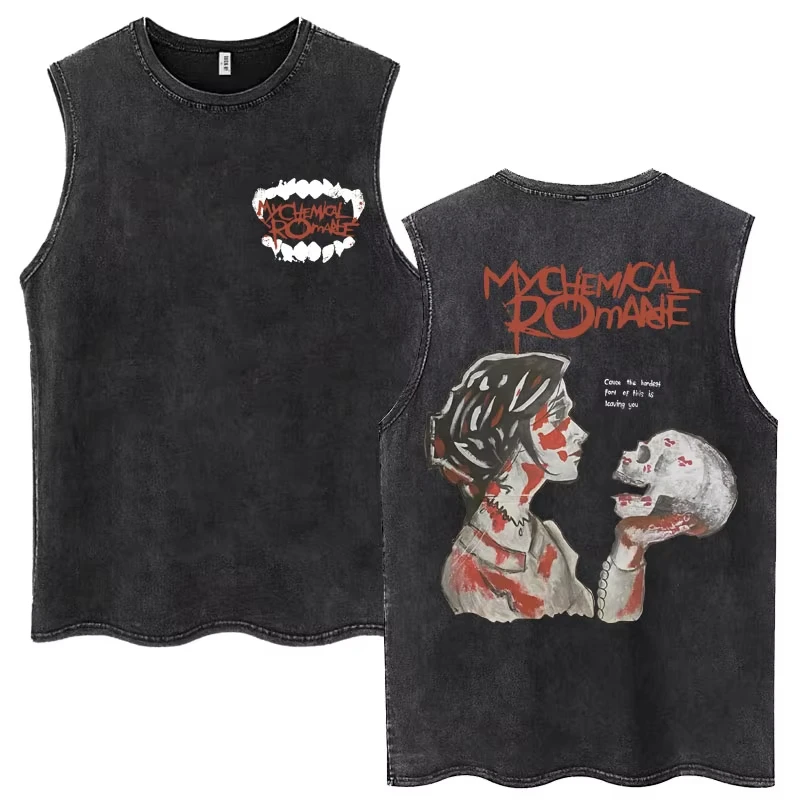 2026 new Romantic Band: Washed-out V-Neck T-Shirt, Sleeveless T-Shirt for Men, Loose Fit T-Shirt