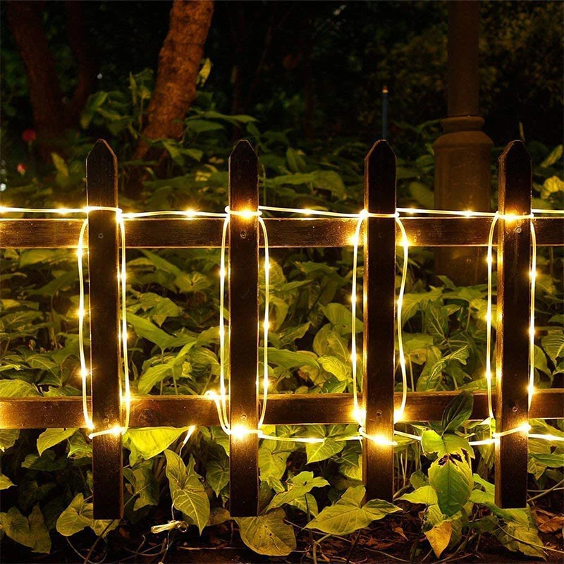 Tube Light for Yard Home Wedding Christmas Decorations Outdoor Garden Lights Fairy Lights LED 8 Modes Solar Rope String Light