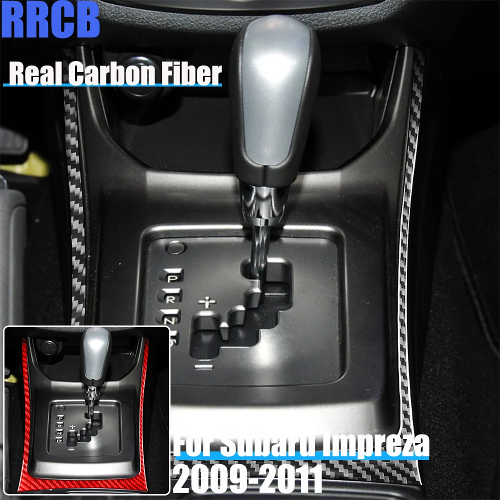 

Real Carbon Fiber Car Accessories Gear Shift Surround Strip Decorative Trim Soft Cover Sticker For Subaru Impreza 2009 2010 2011