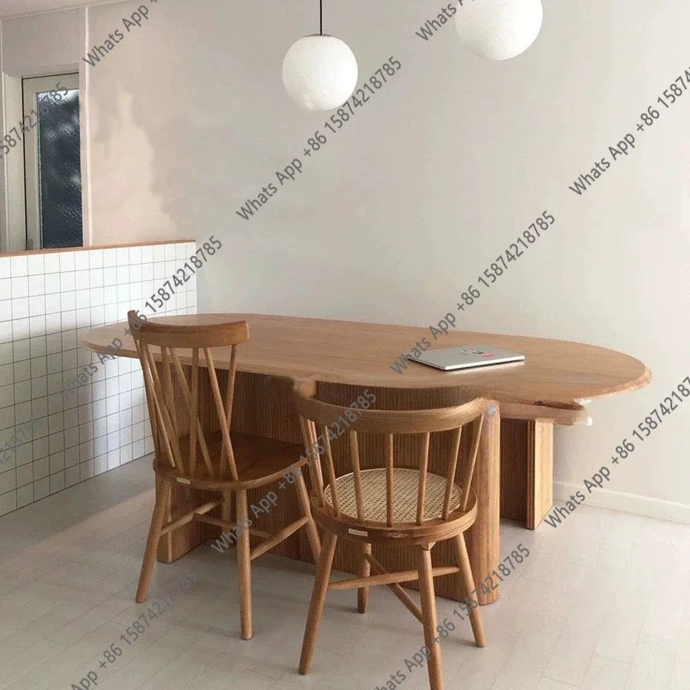 

Medieval solid wood dining table simple small apartment home designer Nordic style log conference dining table
