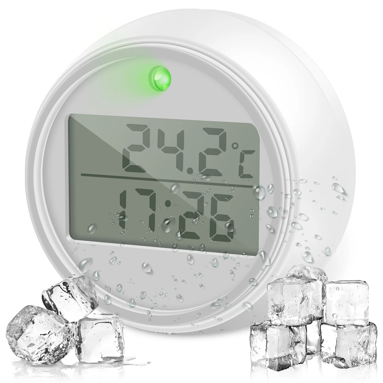 Water Bath Thermometer with Timer Small Floating Waterproof Ice Bath Thermometer with Clear LED Display 1.7x1.1inch Cold Plunge