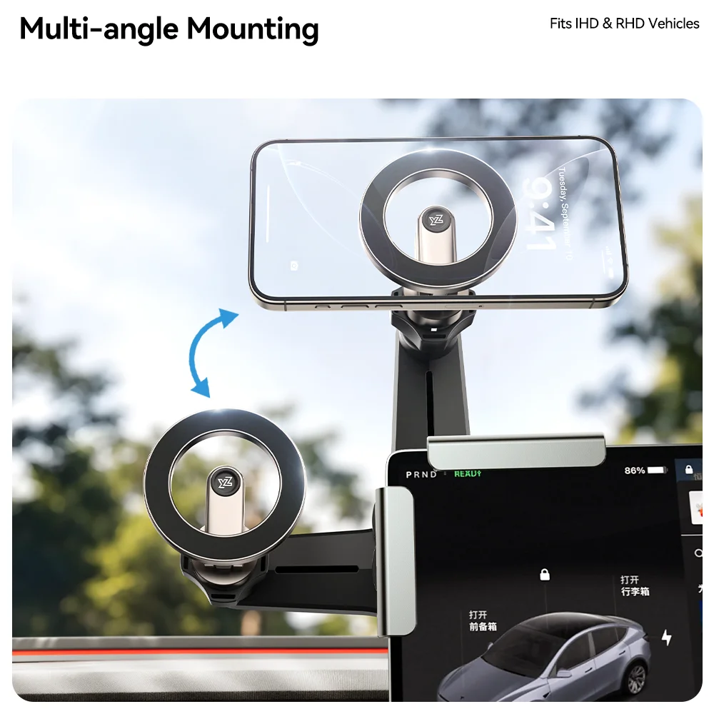 YZ for Tesla Model 3 Highland Y/YL Juniper Magnetic Phone Holder Foldable Screen Mount 360° Rotation Phone Mount Magsafe Accesso