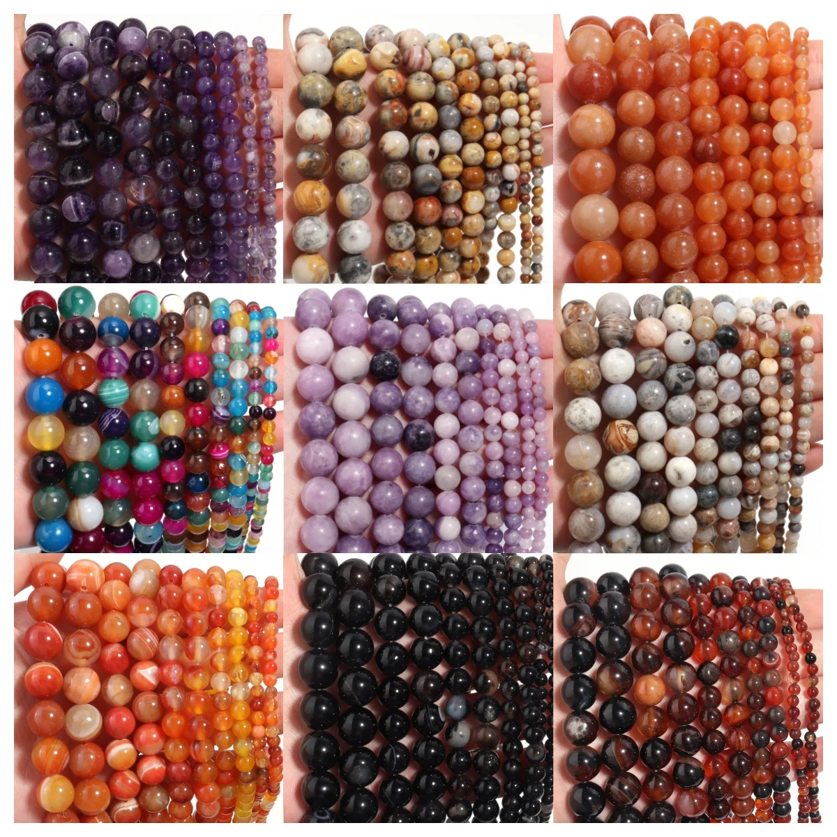 Natürliche Stein Runde Perlen Lava Jaspis Amazonit Opal Tigerauge Quarz Achate Lose Perlen DIY Armband Schmuck Zubehör 4-12mm
