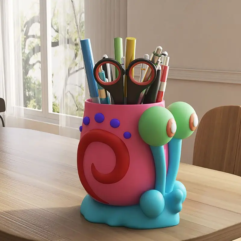 Anime Peripherals Gary The Snail Cartoon Pen Container Multifunctional Student Desktop Storage Box Desktop Ornament Fun Gift