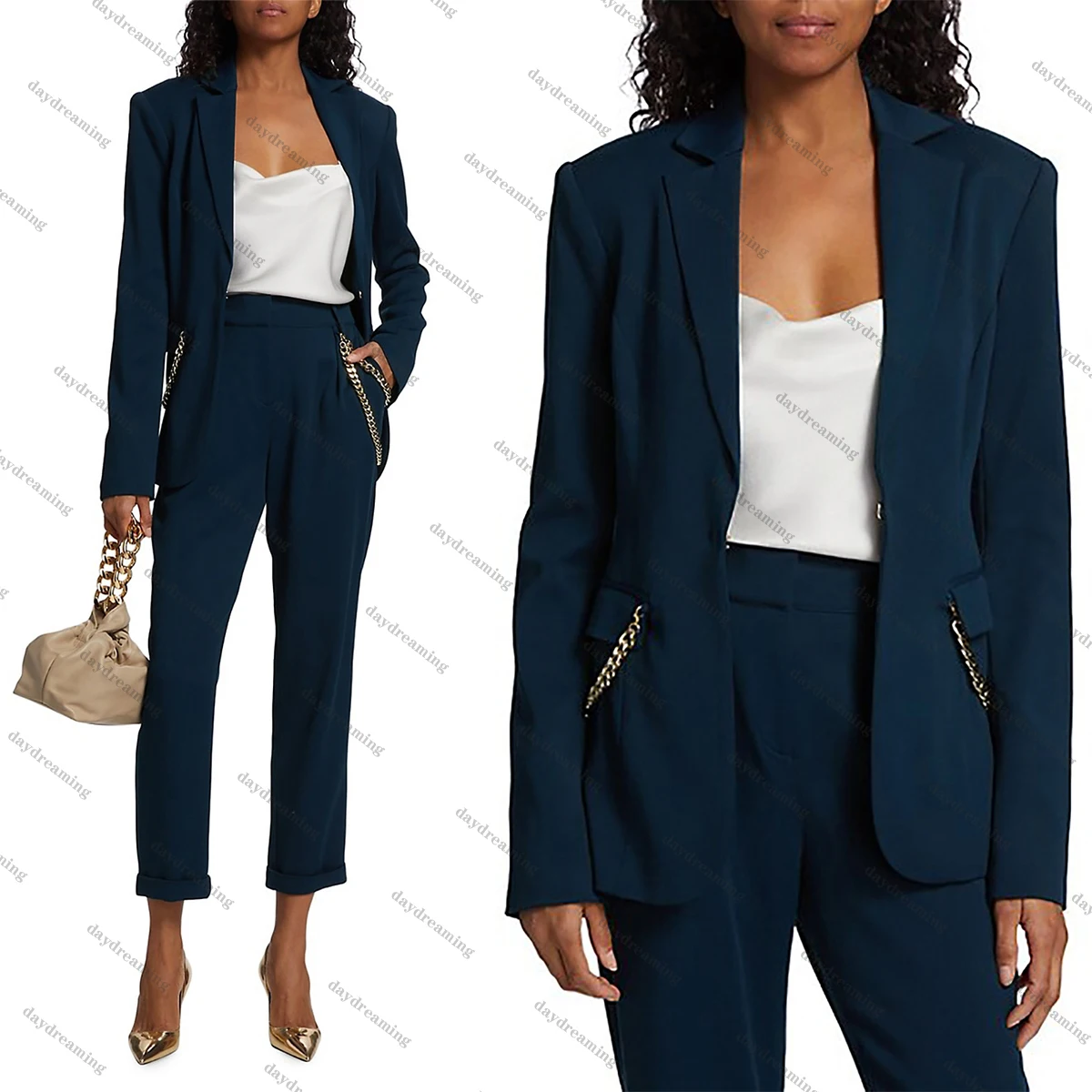 Office Lady Women Suits Dresses Notched Lapel Jacket Pencil Pants Party Gown Custom Made Plus Size Power Blazer