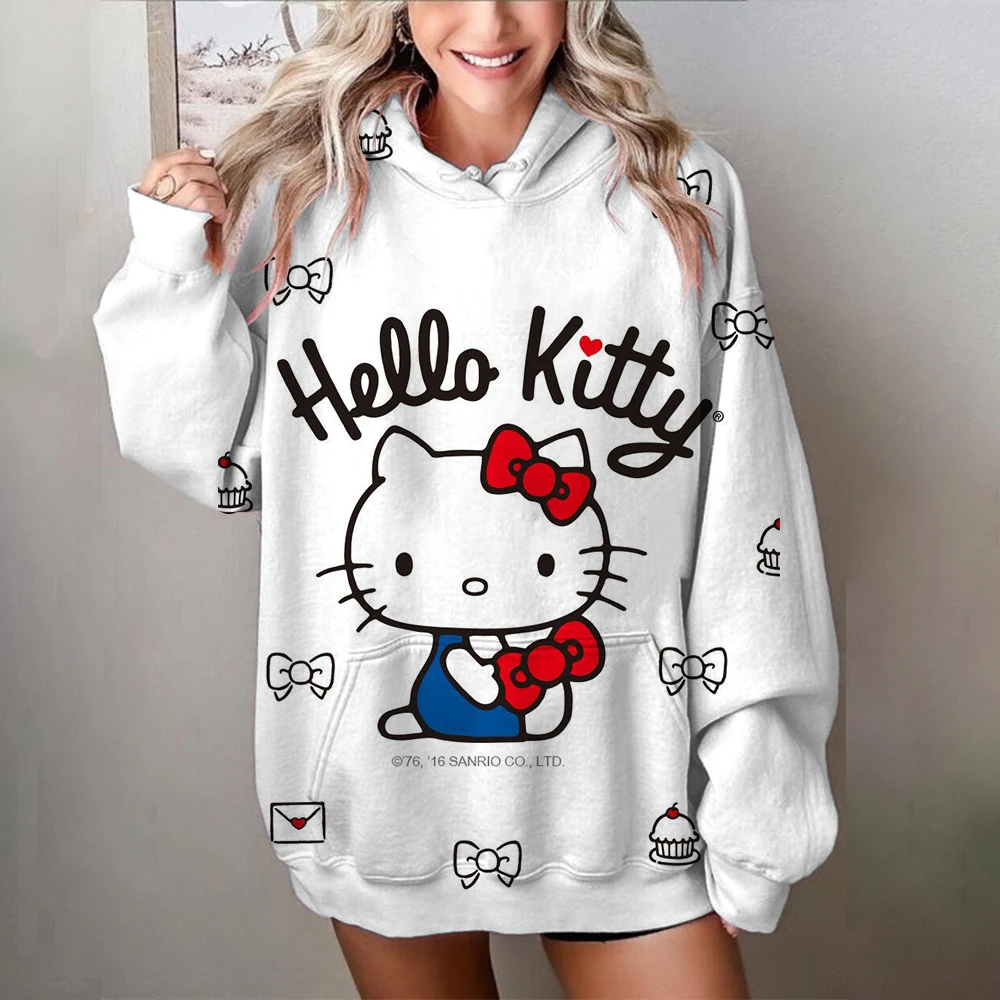 Cute Japanese Cute Hello Kitty print Women\'s Hoodie Student Y2K Sweatshirt Spring and Autumn Outdoor Sports and Leisure Pullover