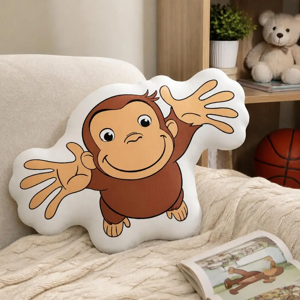 Curious George Cartoon Monkey Plush Pillow Cushion Irregular Stuffed Throw Pillow Home Decor Gift Sofa Bed Couch