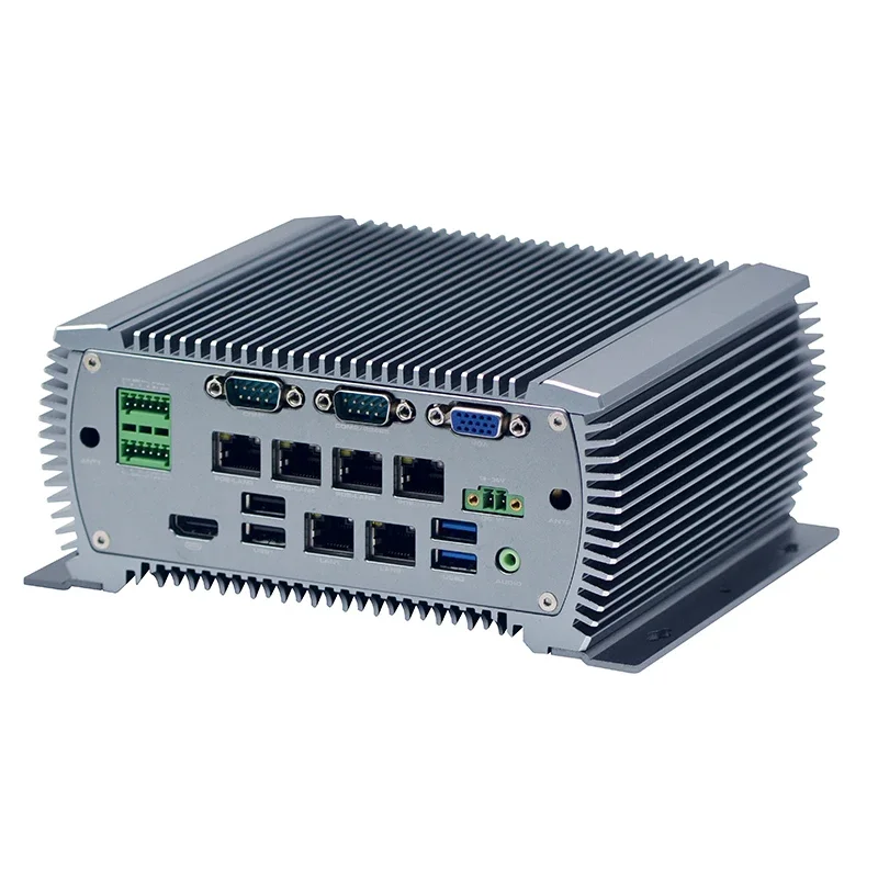 Desktop/embedded/wall mounted fanless All aluminum alloy I5 6360U industrial computer with 6*WGI211AT Gigabit network card