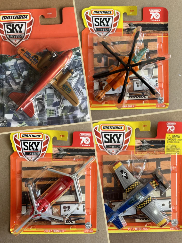 Matchbox Sky Busters Wave 4N 1:64 مقياس يموت الصب نموذج المركبات مجموعة مجموعات الالعاب للأطفال - طائرات هليكوبتر طائرات