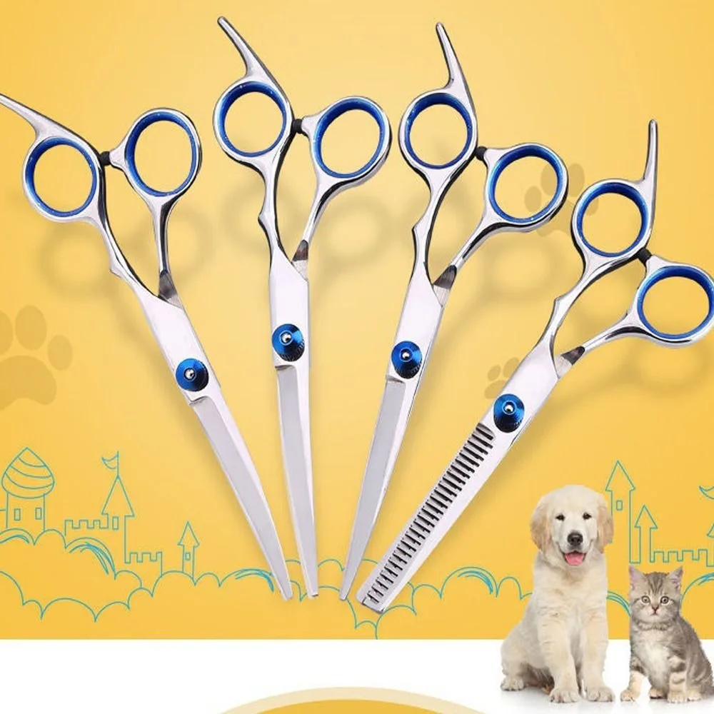 Dog Cutting Hair Professional Pet Grooming Stainless Steel Scissors Set Straight Curved