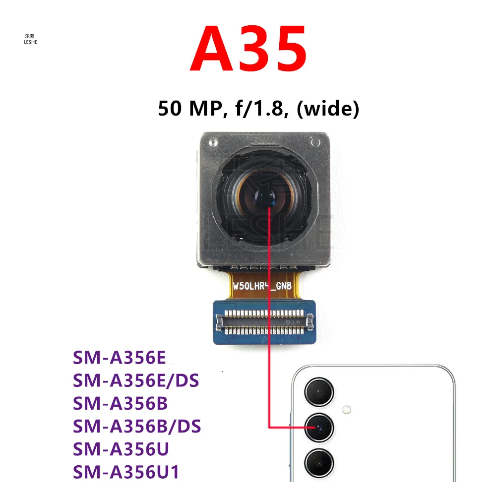 

Основная задняя камера 50 МП для Samsung Galaxy A35 A356B SM-A356E/DS A356 A356U, модуль задней камеры, запасные части для смартфона