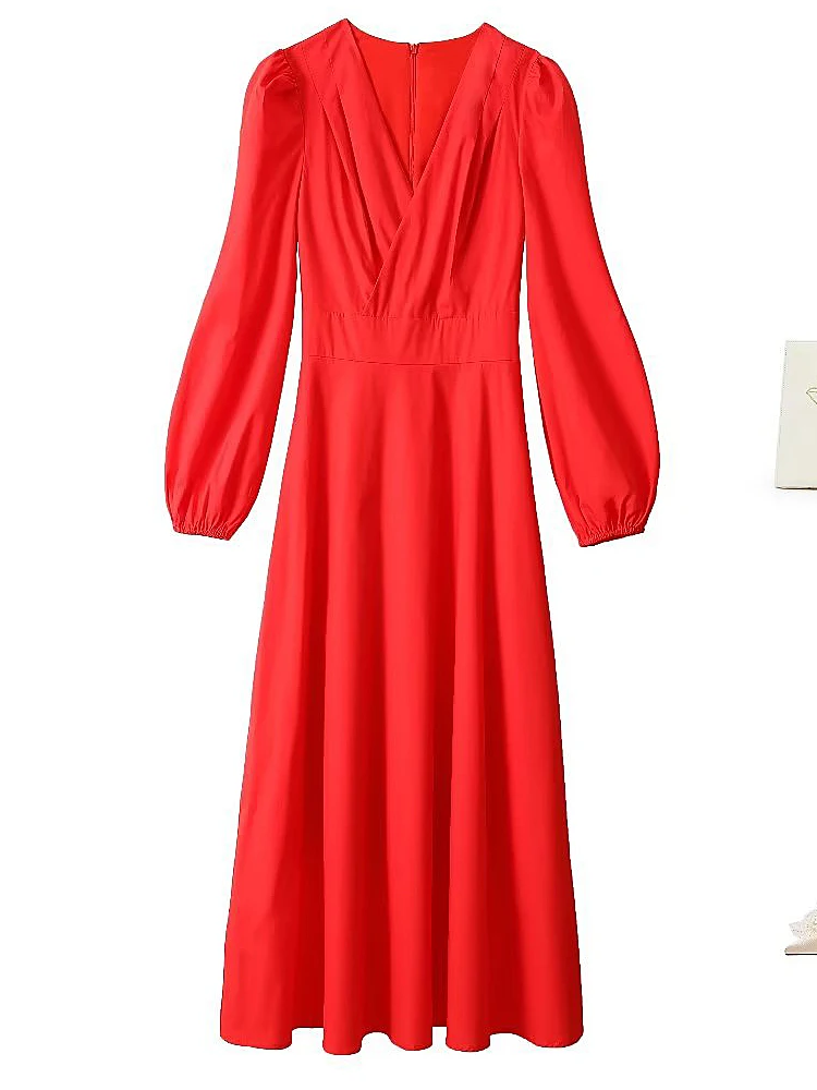 Kate Middleton Princess primavera autunno nuove signore di alta qualità Fashion Party Red Chic elegante Slim Vintage dolce Sexy Midi Dress