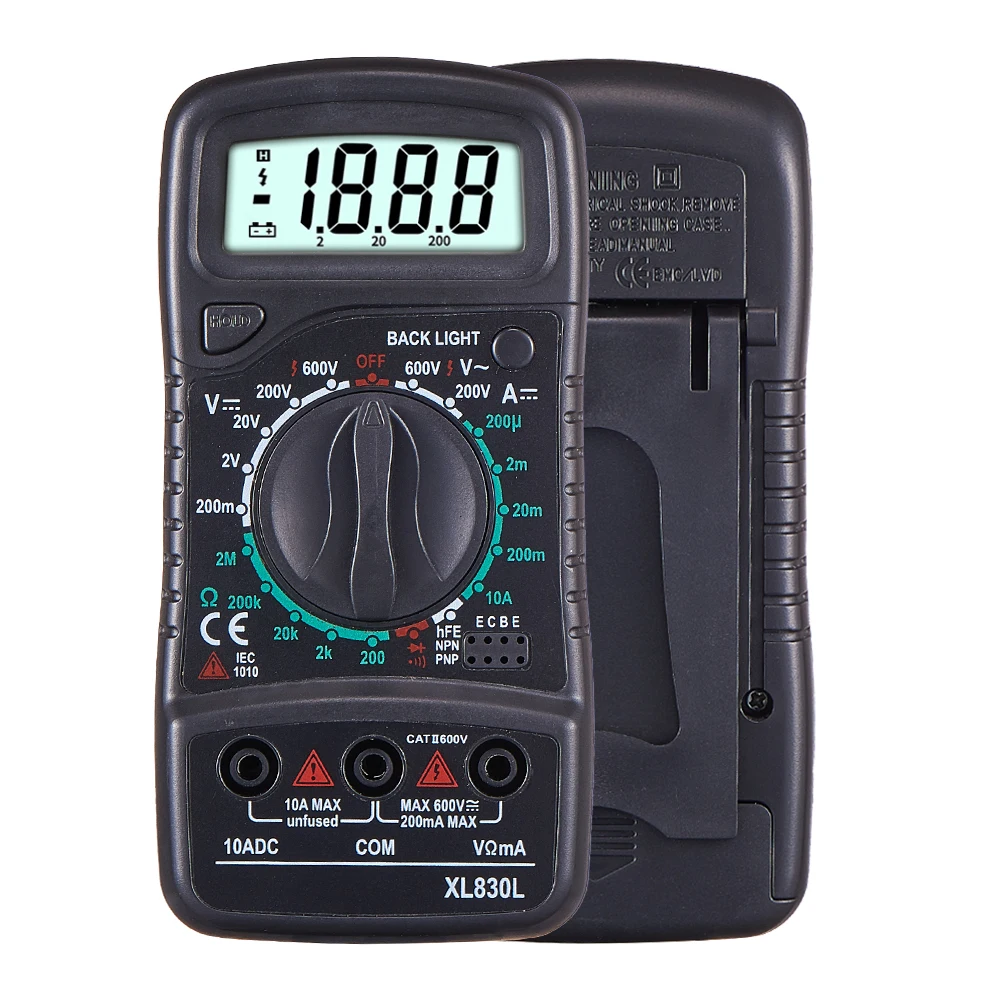 Jcd multímetro digital ac/dc esr medidor testadores elétrico automático dmm ransistor testador de pico medidor de capacitância xl830l