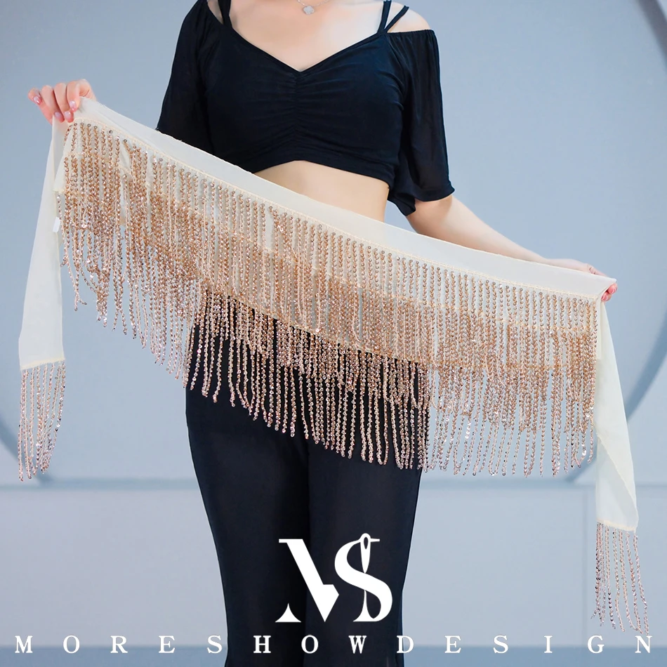 

Женский хип-шарф для танца живота с кисточками и блестками, пояс-цепочка 180 см, аксессуары для выступлений на сцене, реквизит, подходят для танцевальных костюмов