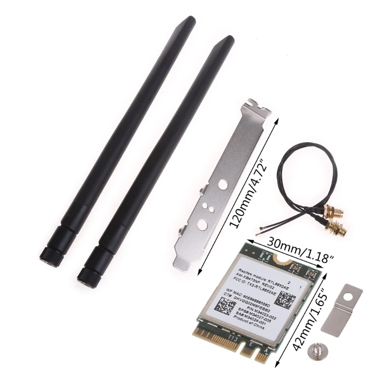 RTL8852AE Kit de carte WiFi double bande 6 802.11ac ax sans fil NGFF M.2 2230 adaptateur réseau de carte WiFi BT5.2 pour Windows