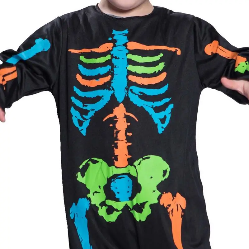 Skeleton Bodysuit Kid's Halloween Scary Onesie Loose Skeleton Bodysuit Kids Jumpsuits Supplies for Party Home Haunted House