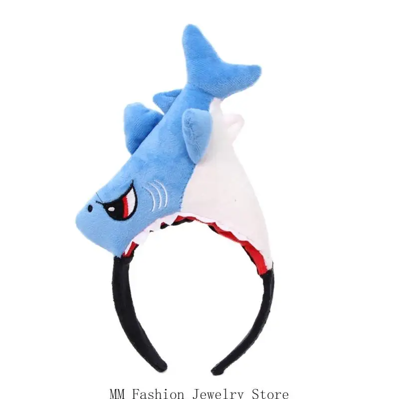 

D0UB Shark Headband With Soft Elastic Band For Costume Parties Role Play Accessories Comfortable Stretchy Headband For Adults
