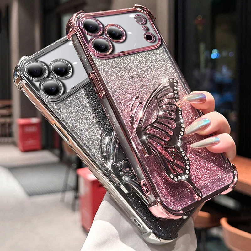 Immagine 4: Custodia per Telefono con Effetto Laser e Glitter, Antiurto, Placcata, per iPhone 17 Air 16 15 14 Plus 13 12 11ProMax, Cover in Silicone