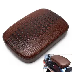 Motorcycle Rear Fender Solo Seat Cover Crocodile Leather Style Pillion Pad Brown Seat 8 Suction Cups Protect for Harley Cafe