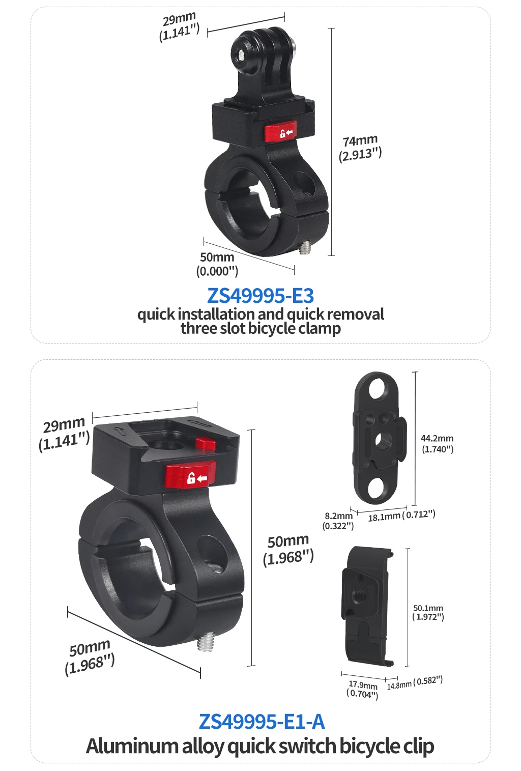 Für GoPro 13 Insta 360 DJI OSMO 360 Action Kamera Motorrad Fahrrad Lenker Clip Quick Release V Platte Klemme Fahrrad Halterung – Detail 17